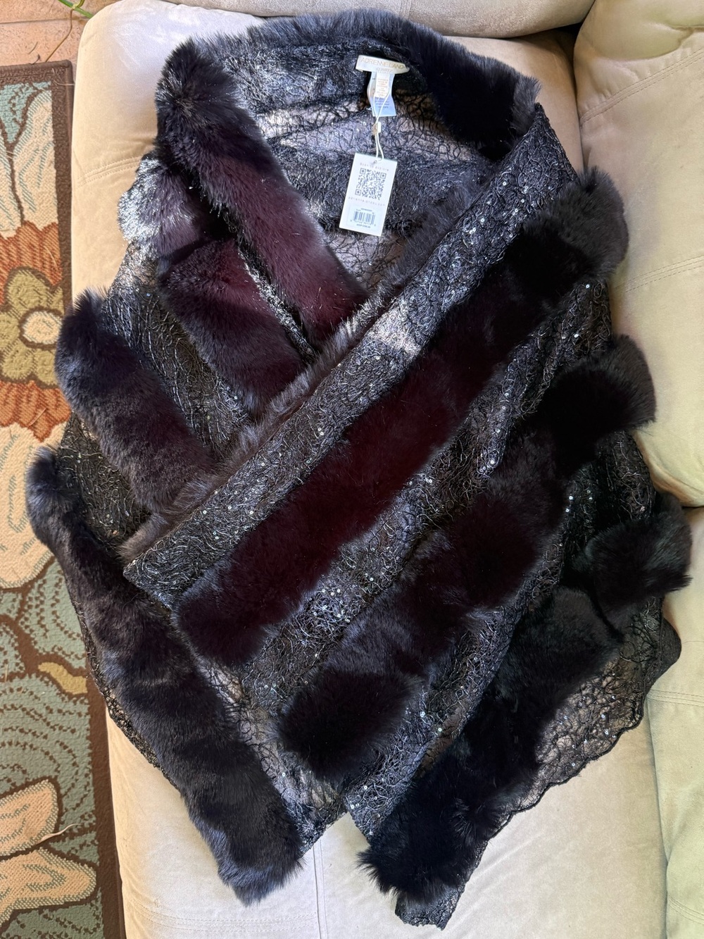 Adrienne Landau  Faux Fur Shawl